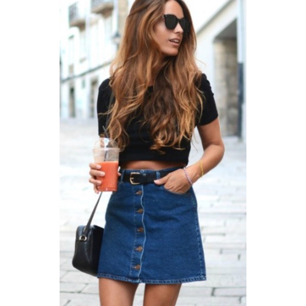 Divided Jean button up skirt